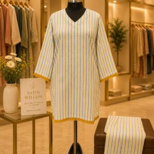 Women's Premium  Sunbeam Stripe 100% Cotton Co-Ord Set | Satin Willow