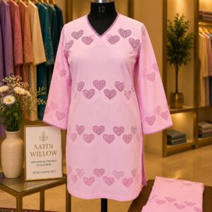 Blush Heart Cotton Co-Ord Set Brand: Satin Willow Collection: Signature Elegance Designed & Tailored in Kashmir