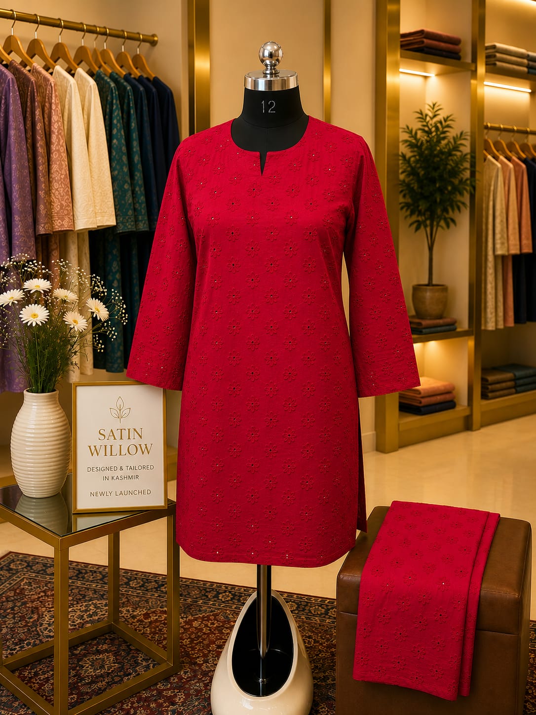 Ruby Bloom Cotton Co-Ord Set Brand: Satin Willow Collection: Everyday Elegance Designed & Tailored in Kashmir