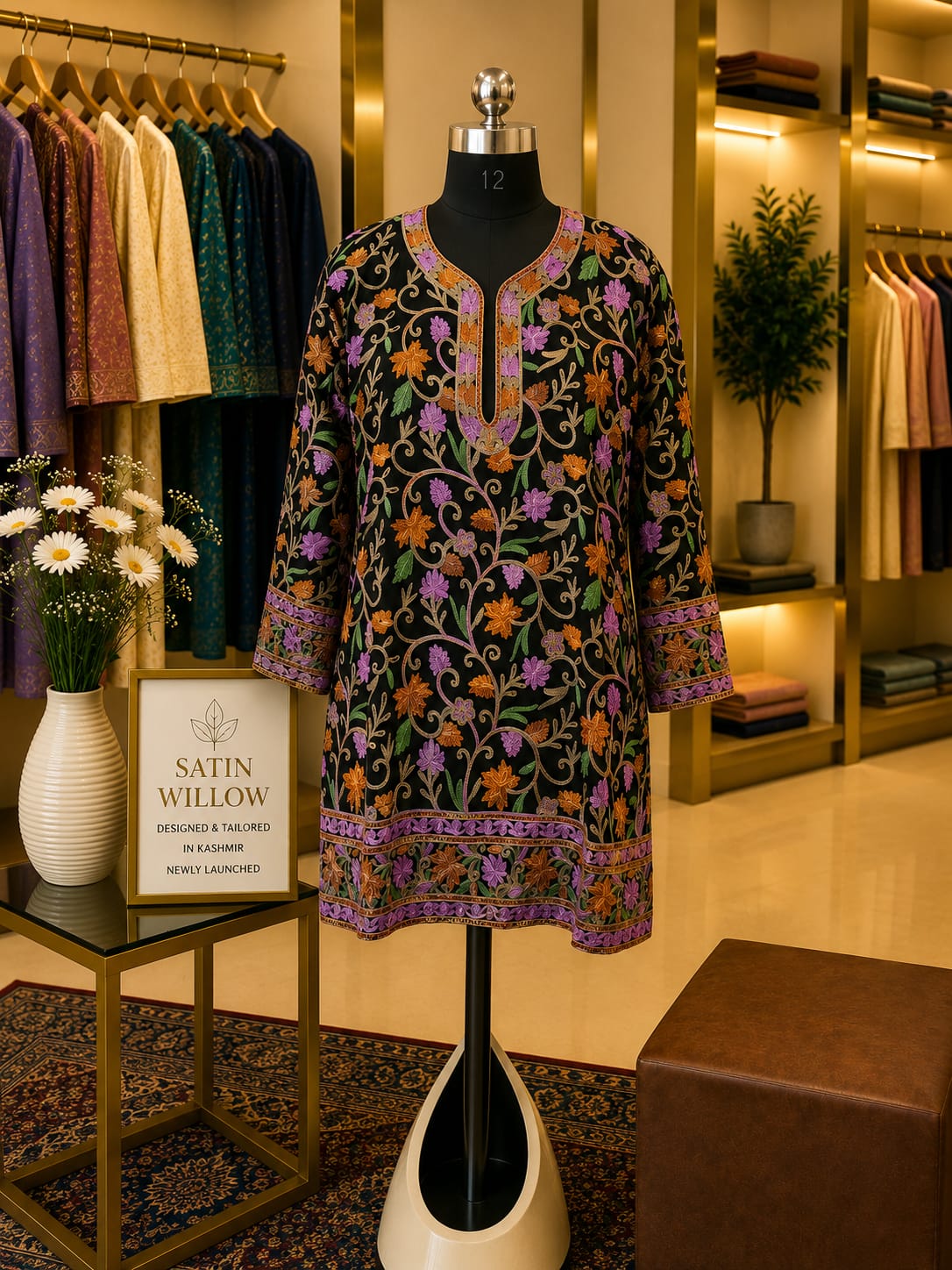 Midnight Aari Georgette Co-Ord Set Brand: Satin Willow Collection: Kashmiri Heritage Designed & Tailored in Kashmir