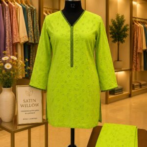 Lime Bloom Cotton Co-Ord Set Brand: Satin Willow Collection: Everyday Elegance Designed & Tailored in Kashmir