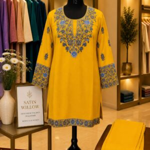 Golden Blossom Rayon Cotton Co-Ord Set Brand: Satin Willow Collection: Heritage Elegance Designed & Tailored in Kashmir