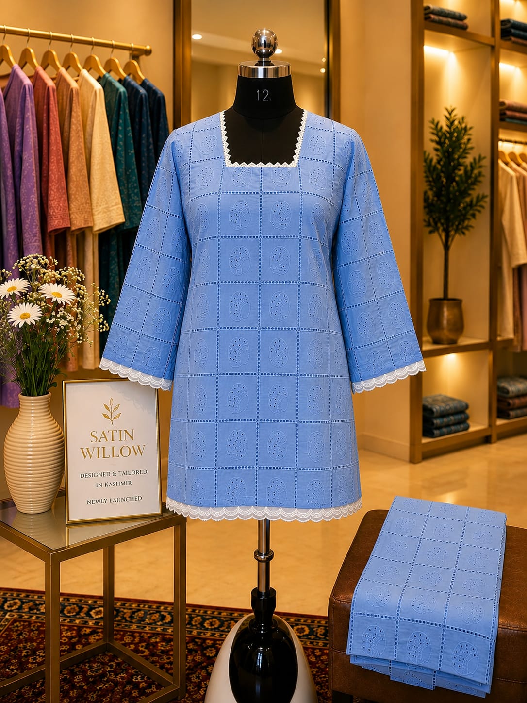 Sky Grace Cotton Co-Ord Set Brand: Satin Willow Collection: Everyday Elegance Designed & Tailored in Kashmir